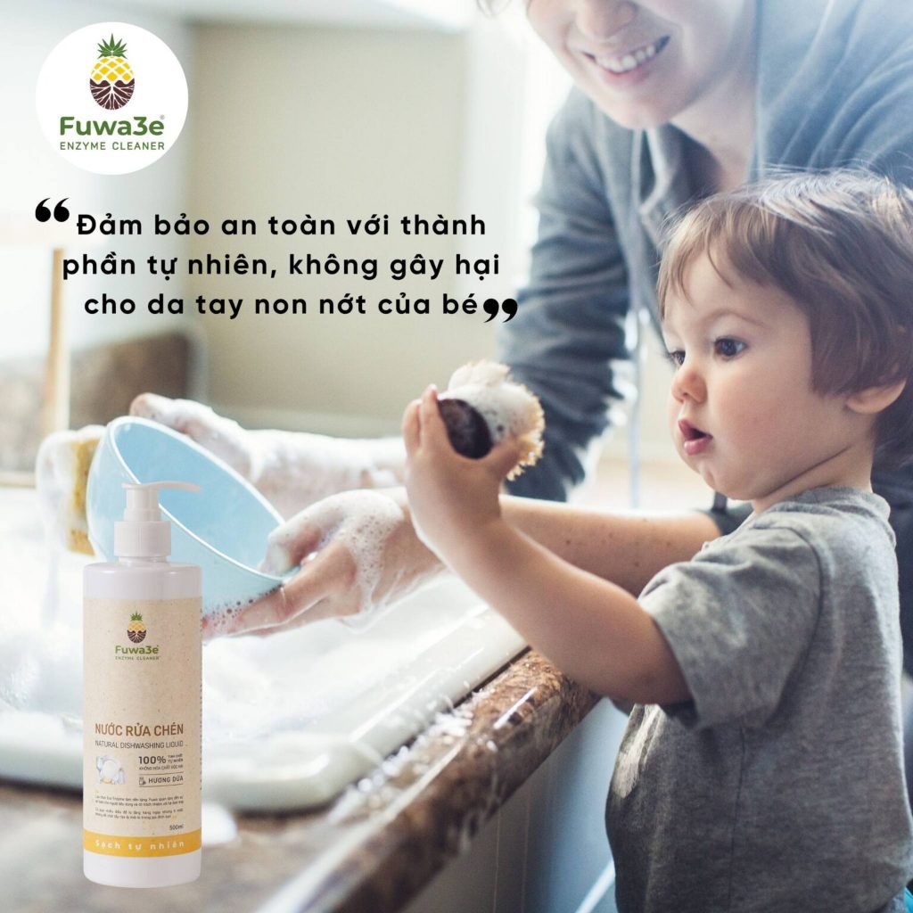 Nước Rửa Chén Sinh Học, Nước Rửa Bát Hữu Cơ Fuwa3e Hương Dứa Thiên Nhiên An Toàn Lành Tính