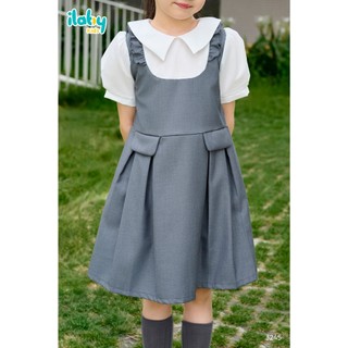 Váy cho bé gái ILABY HCM thiết kế dáng yếm may liền áo trắng tay bồng, phù hợp cho bé đi học, đi chơi [3245]