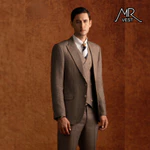 Bộ Suit nam thiết kế nâu caro ve nhọn một hàng khuy MRV635 — ảnh 2