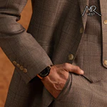 Bộ Suit nam thiết kế nâu caro ve nhọn một hàng khuy MRV635 — ảnh 5