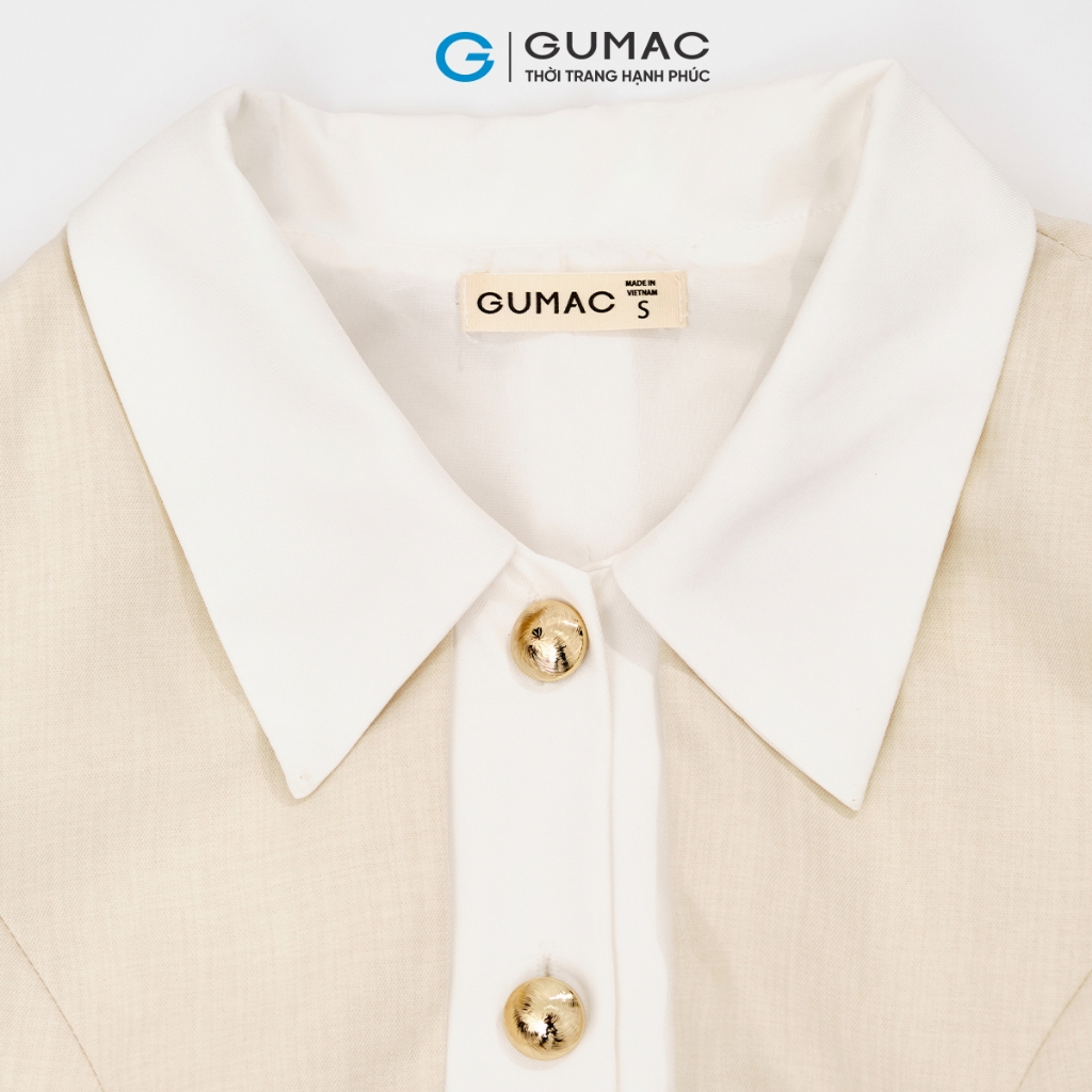 Set lẻ Áo kiểu nữ GUMAC lửng phối nẹp  AF07056 - Chân váy nữ GUMAC xòe rã tùng  VF07057