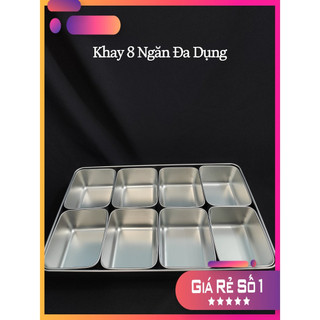 Bộ khay inox nhiều ngăn có nắp - đựng gia vị, topping, nguyên liệu sạch sẽ, chuyên nghiệp