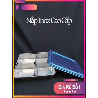 Bộ khay inox nhiều ngăn có nắp - đựng gia vị, topping, nguyên liệu sạch sẽ, chuyên nghiệp