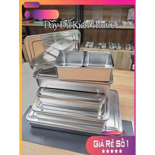 Bộ khay inox nhiều ngăn có nắp - đựng gia vị, topping, nguyên liệu sạch sẽ, chuyên nghiệp