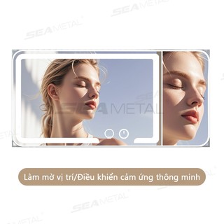 Gương Trang Điểm Trên Ô Tô LED 3 Màu Ánh Sáng Gắn Chắn Nắng Xe Hơi, Sạc USB Đa Năng Cao Cấp SEAMETAL