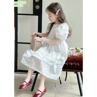 🔥 HOT TREND🔥 Đầm công chúa trắng tiểu thư cho bé gái đi tiệc, đi học Hàn Quốc tay phồng cổ ren vải thêu – Vuikids68