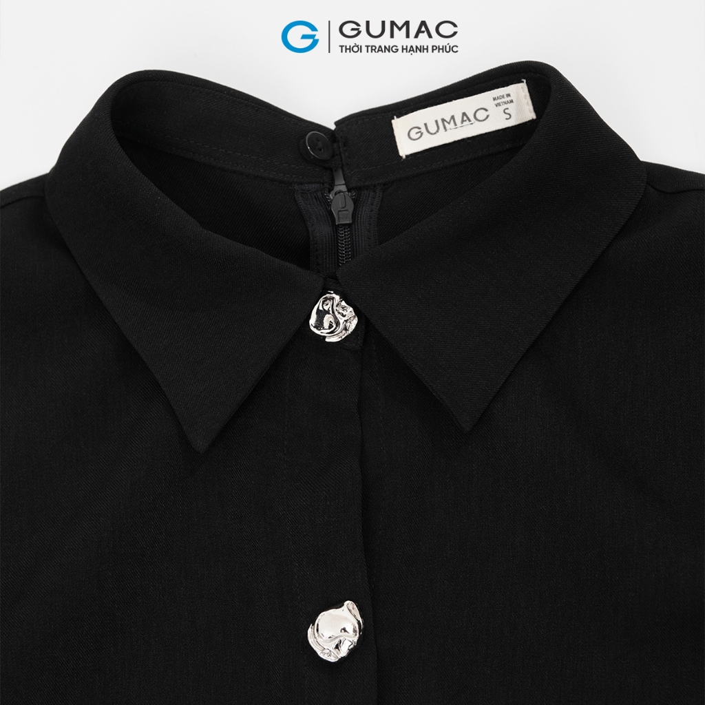Đầm nữ GUMAC form A xòe kiểu đính nút kim loại trang trí đầm một lớp có túi sườn  DF08038