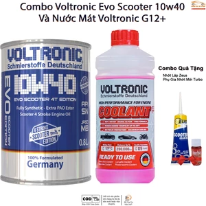Combo Dầu Nhớt Xe Tay Ga Voltronic Evo Scooter 10w40 Và Nước Mát Voltronic G12+ Kèm 1 Láp Zeus Và Phụ Gia Nhớt