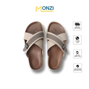 Dép Da Microfiber OLIVE Quai Ngang Nam Nữ Chống Trơn Trượt Có Khoá Cài Du Lịch | Local Brand MONZI
