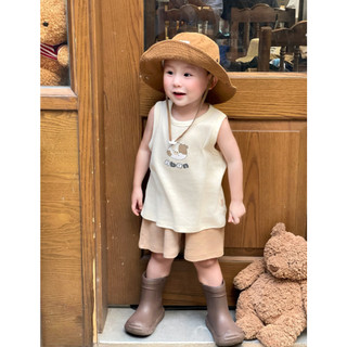 HONEY (6M-6Y) Bộ quần áo sát nách thể thao cotton thoáng mát, thấm hút tốt 6 hoạ tiết đáng yêu 10kg đến 29kg