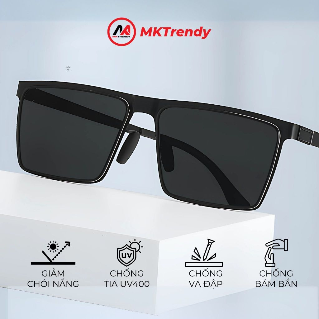 Kính râm gọng vuông thời trang nam MKTRENDY kính mát đi đường chống nắng chống tia UV giảm chói M6