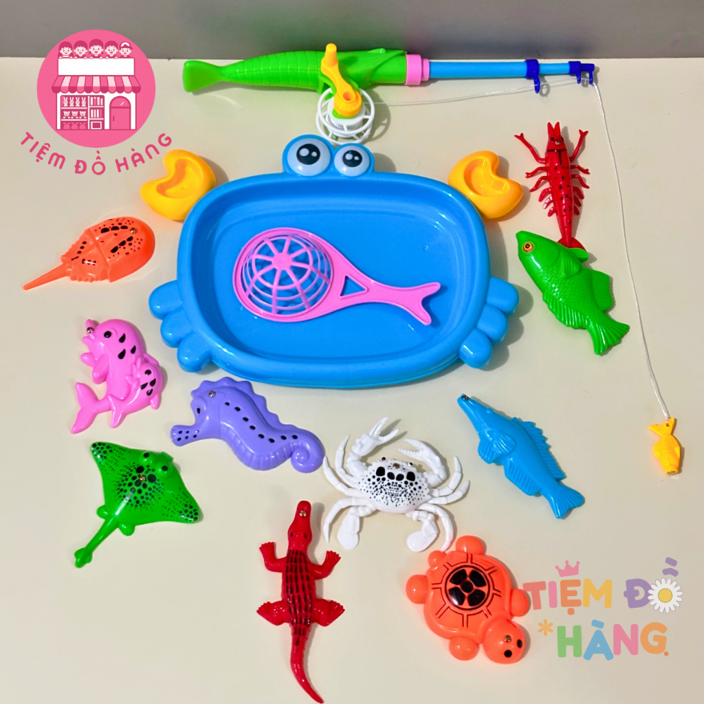 Túi Đồ Chơi Câu Cá Nam Châm To Có Chậu Nhiều Hình Thù Cho Bé