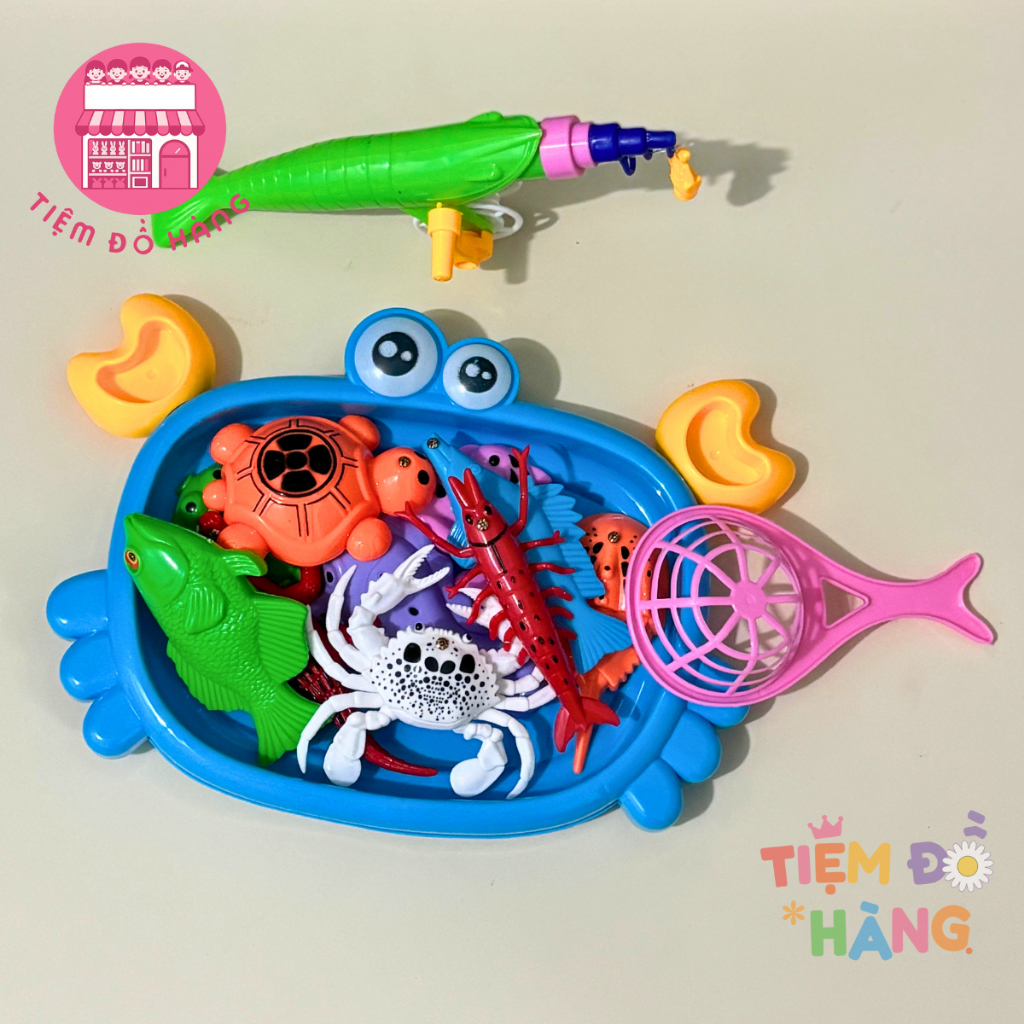 Túi Đồ Chơi Câu Cá Nam Châm To Có Chậu Nhiều Hình Thù Cho Bé