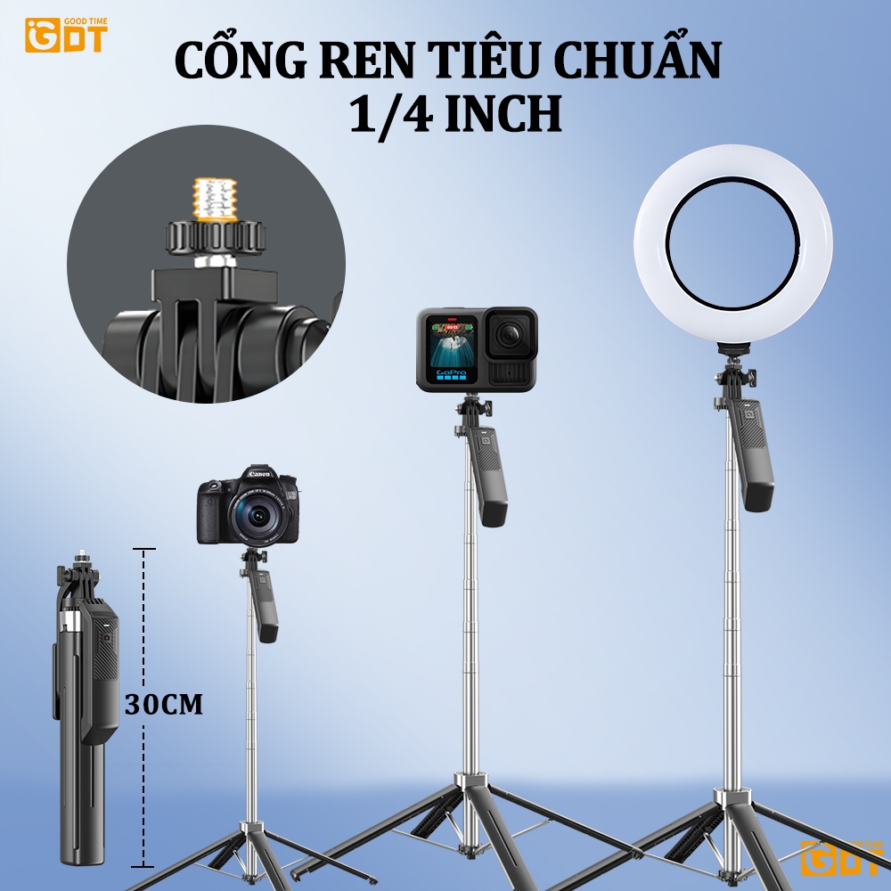 GDT P18 Gậy Chụp Ảnh 4 Chân 1.8M Gậy Selfie Có Đèn LED & Bluetooth,Tripod cây livestream điện thoại