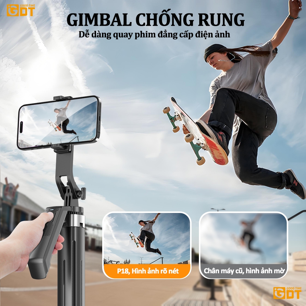 GDT P18 Gậy Chụp Ảnh 4 Chân 1.8M Gậy Selfie Có Đèn LED & Bluetooth,Tripod cây livestream điện thoại