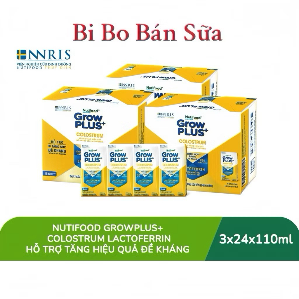 [DATE XA] Combo 3 Thùng 72 Hộp Sữa Pha sẵn Nutifood Sweden GrowPLUS+ Colostrum Lactoferrin 110ml
