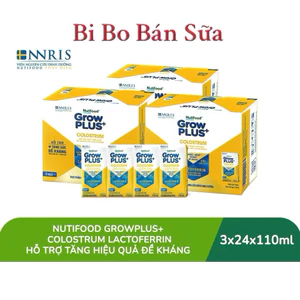 Combo 3 Thùng 72 Hộp Sữa Pha sẵn Nutifood Sweden GrowPLUS+ Colostrum Lactoferrin 110ml