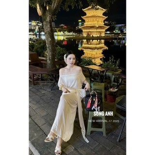 Set 3in1 áo xinh xắn mix ren hoa chun eo thắt nơ tua rua phối chân váy suông dài tiểu thư cho nàng - BaoTrang.clothes