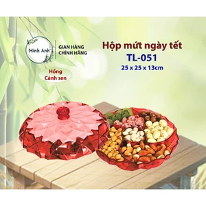 051 - Khay Mứt Tết Hình Cánh Sen – 5 Ngăn, Màu Trang Nhã đẹp