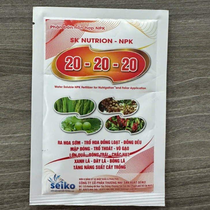 Phân SK NUTRION NPK 20-20-20 + TE -50gr (xuất xứ: Hà Lan)– Đa dụng, nuôi đều thân, lá, hoa, trái