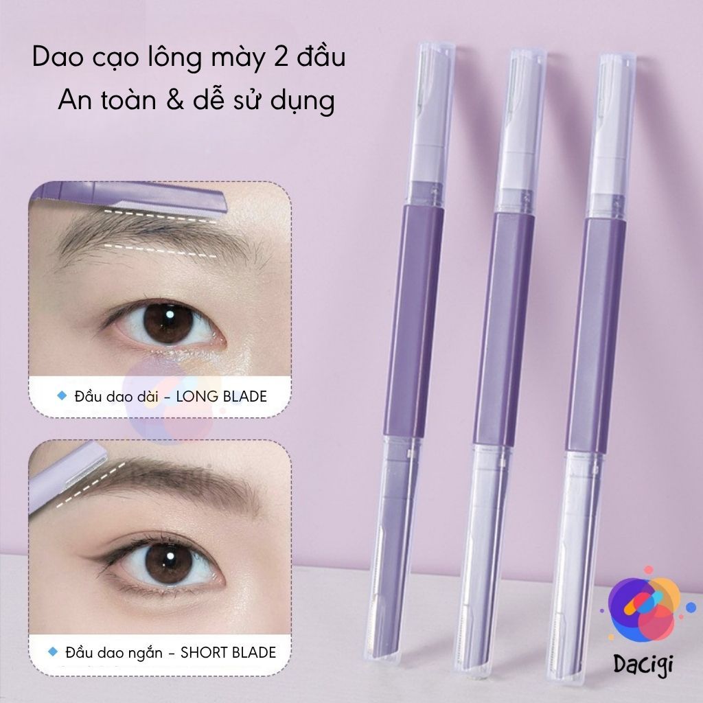 Dao cạo lông mày 2 đầu tiện dụng có nắp bảo vệ lưỡi dao - Dao tỉa lông mày cạo mượt không kẹt lông