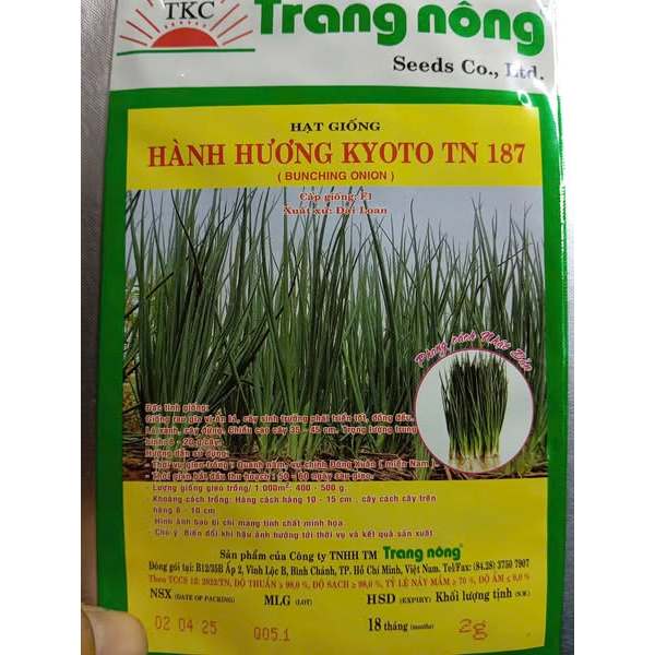 HẠT GIỐNG HÀNH HƯƠNG KYOTO TN 187 - CHÍNH HÃNG TRANG NÔNG ( DATE MỚI NHẤT)