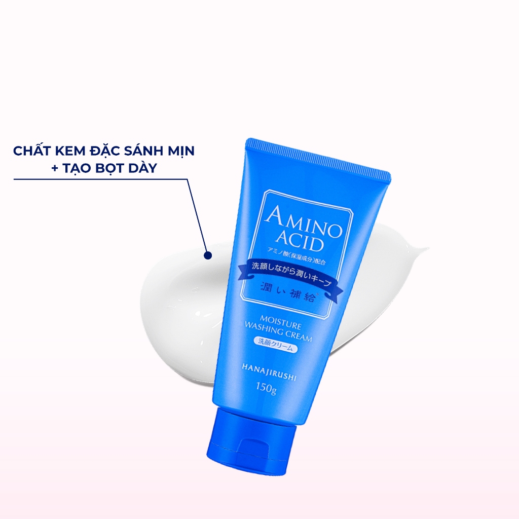 Sữa Rửa Mặt Sạch Sâu HANAJIRUSHI Moisture Washing Cream 150g, Loại Bỏ Bã Nhờn, Dưỡng Ẩm