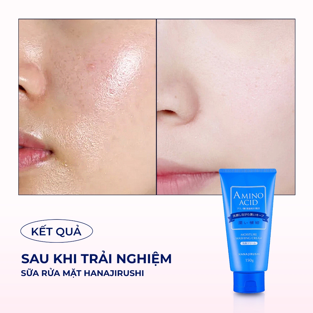 Sữa Rửa Mặt Sạch Sâu HANAJIRUSHI Moisture Washing Cream 150g, Loại Bỏ Bã Nhờn, Dưỡng Ẩm