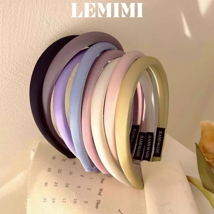 Băng đô cài tóc lụa Lemimi Cài tóc bản nhỏ Bờm cài tóc Bờm tóc nữ xinh phong cách Hàn Quốc FG052