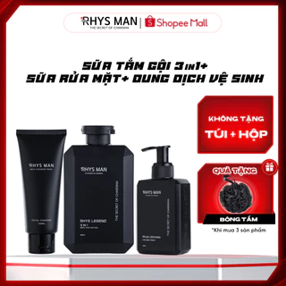 Sữa tắm gội nam 3in1 350ml & Dung dịch vệ sinh nam 120ml & Sữa rửa mặt nam 100ml RHYS MAN