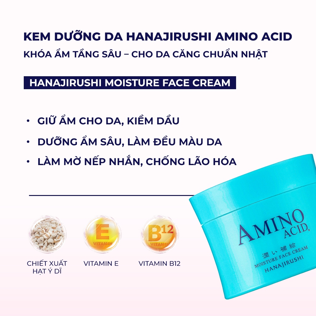 Kem Dưỡng Da nuôi dưỡng, phục hồi, làm đều màu da HANAJIRUSHI MOISTURE FACE CREAM 80g