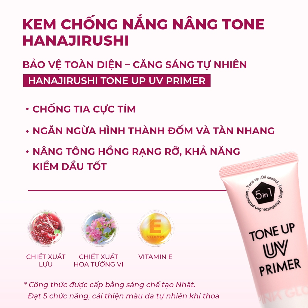 Kem Chống Nắng nâng tông, kiềm dầu PRIMER PINK GLOW