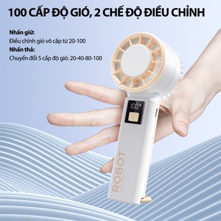Quạt Mini Cầm Tay Robot RT- HF01 Màu Trắng Tốc Độ Động Cơ Cao  - Bảo hành 1 Năm