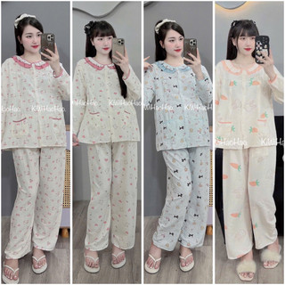 Bộ Bầu - bộ sau sinh - BỘ DÀI ĐŨI NHĂN HÌNH CỔ BÈO - Nhiều Màu, Áo Có Khoá Kéo & Quần Có Chun Chỉnh