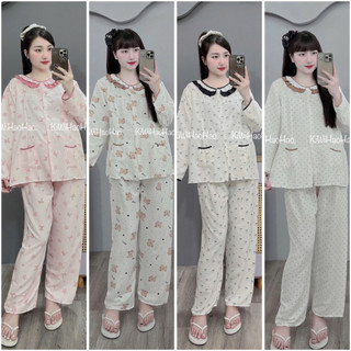Bộ Bầu - bộ sau sinh - BỘ DÀI ĐŨI NHĂN HÌNH CỔ BÈO - Nhiều Màu, Áo Có Khoá Kéo & Quần Có Chun Chỉnh