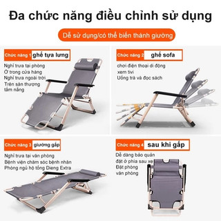 ghế gấp gọn ngủ văn phòng gấp gọn có gối đầu khung hợp kim chịu lực cao cấp Có thể chịu được 200KG