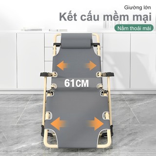 ghế gấp gọn ngủ văn phòng gấp gọn có gối đầu khung hợp kim chịu lực cao cấp Có thể chịu được 200KG