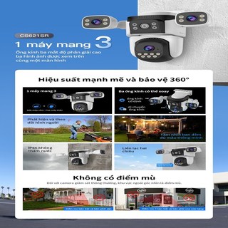 Chính Hãng | Camera 3 Mắt VSTARCAM CS621SR-6MP, 3 Khung Hình 3 Hướng, Đàm Thoại 2 Chiều, Nhìn Đêm.