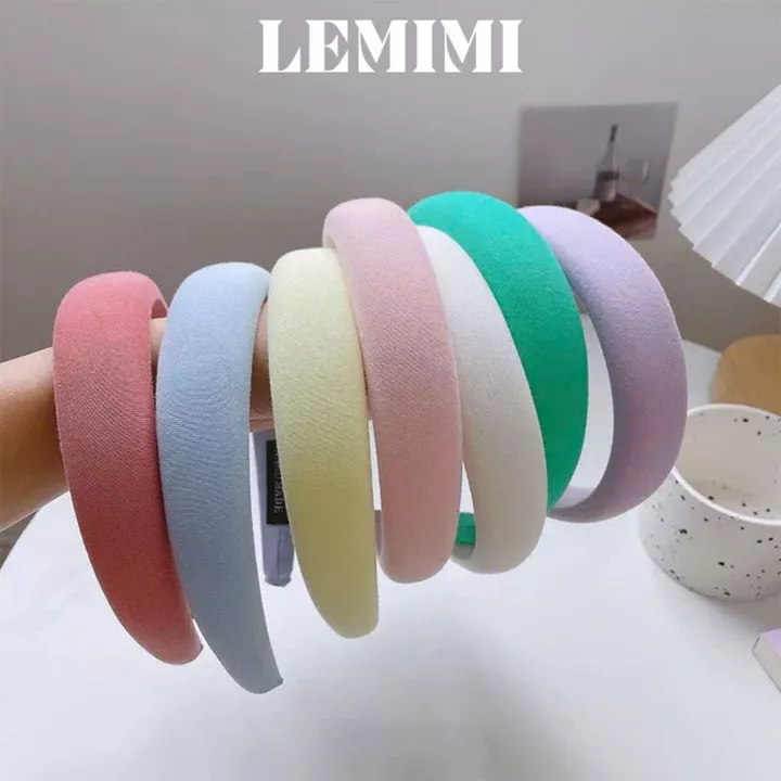Băng đô cài tóc Lemimi Cài tóc lụa bản lớn Bờm cài tóc Bờm tóc nữ xinh phong cách Hàn Quốc FG004