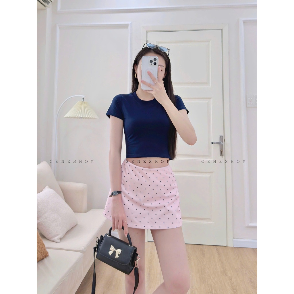 Áo Thun Croptop Ôm Trơn Thun Cotton Co Giãn 4C Mềm Mịn Tôn Dáng Genzshop