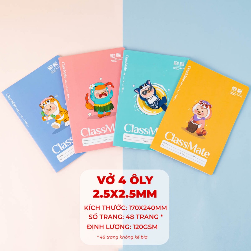 Combo 5/10 Vở Ô Li Classmate Vở 4 ÔLy 2.5x2.5mm 48/80/120 Trang, Vở ÔLi 100gsm 120gsm Cho Bé Tập Viết