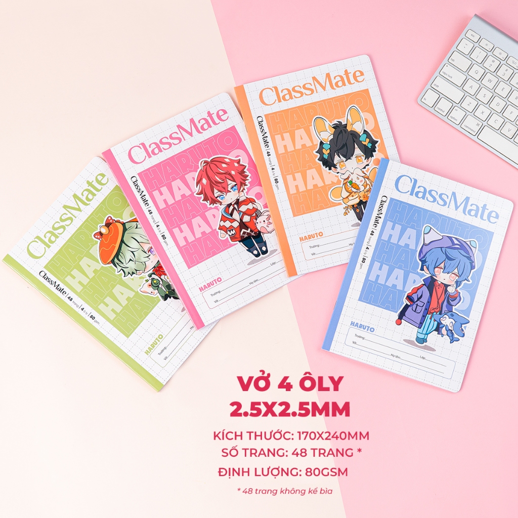 Combo 5/10 Vở Ô Li Classmate Vở 4 ÔLy 2.5x2.5mm 48/80/120 Trang, Vở ÔLi 100gsm 120gsm Cho Bé Tập Viết