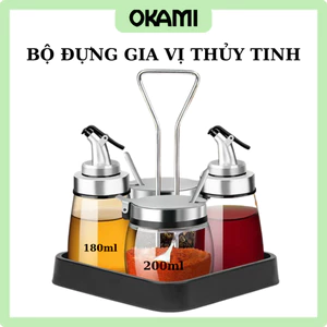 Bộ Đựng Gia Vị Thủy Tinh Cho Gia Đình, Nhà Hàng/Quán Ăn, Hũ Gia Vị Nắp Bật 200ml, Chai Rót Dầu Ăn/Nước Mắm 180ml/200ml