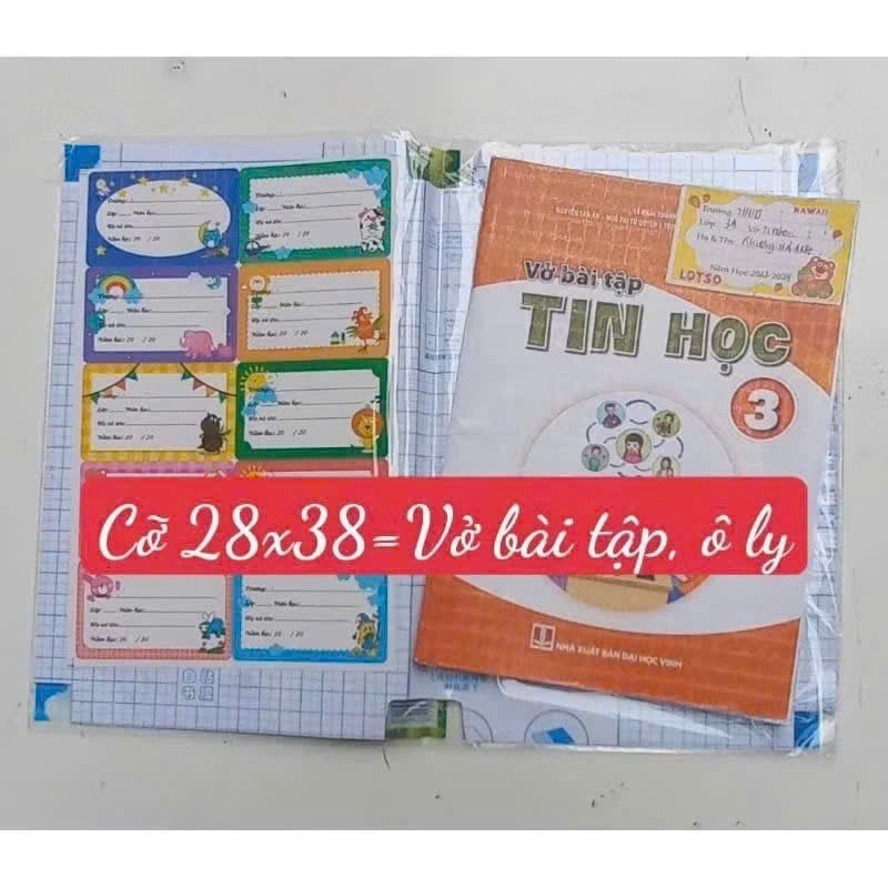10 tờ Decal bọc sách vở chống rách, chống nước, chống bẩn cho học sinh tặng kèm nhãn vở