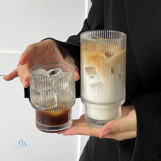 Ly Thuỷ Tinh Hoạ Tiết Vân Sọc | Cốc Sinh Tố, cocktail Hot Summer | Cốc TT Cao Cấp Phong Cách Nhật Bản 2 tầng dáng trụ