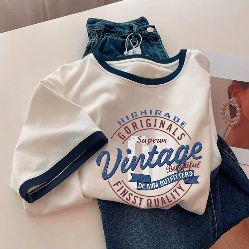 Áo thun nữ ngắn tay bo viền JULY FASHION, Áo phông bo viền in hình, Chất thun Cotton dày dặn mát mẻ, thấm mồ hôi
