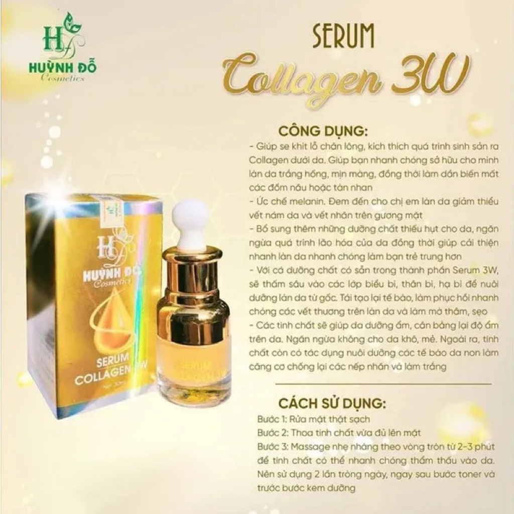 [Chính Hãng] Serum Huỳnh Đỗ Collagen 3W Siêu Cấp Ẩm