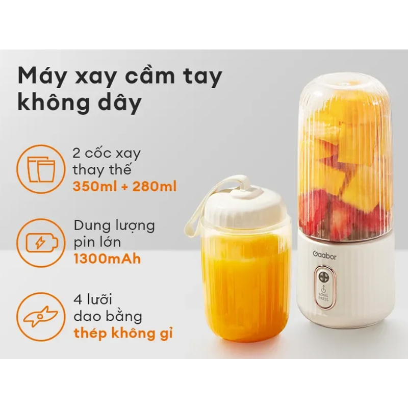 Máy xay sinh tố cầm tay Gaabor FP03T-WH01A