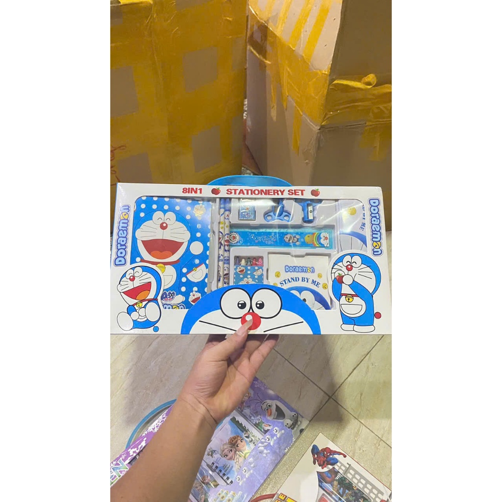 Bộ Dụng Cụ Học Tập Hộp Giấy Có Quai Xách Gồm 2 Bút Chì + Tẩy + Thước Kẻ + Gọt Bút Chì + Sổ Ghi Chép Cute Dễ Thương Chưa