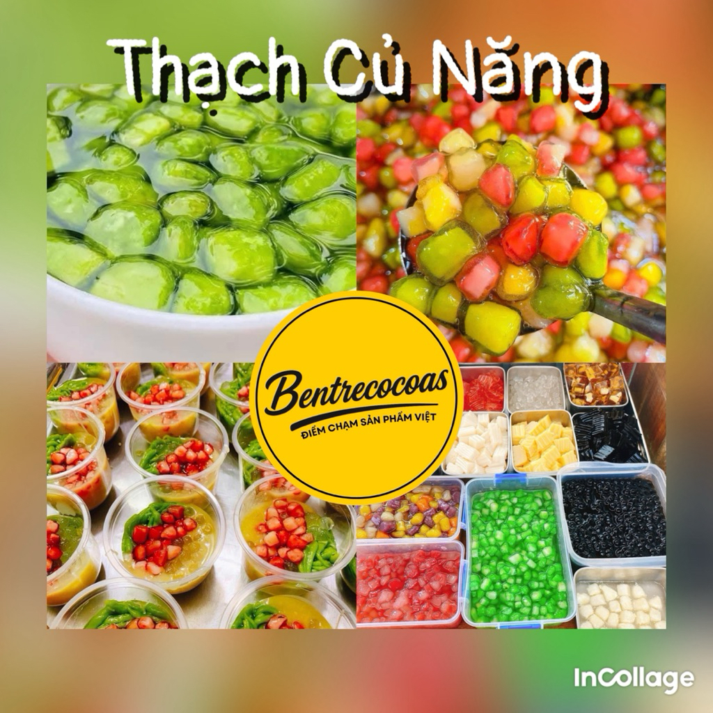 Trân châu thạch “nhân” củ năng (màu xanh - màu hồng) 500g